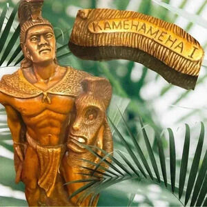 Coco Joe’s Vintage Hawaii King Kamehameha 8” Tiki Statue Figuring Hapa Wood